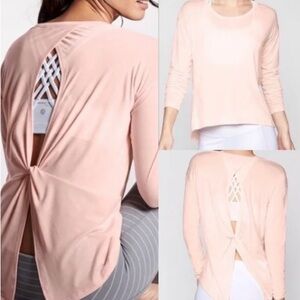 Athleta Pink Essence Twist Back Athletic Top
